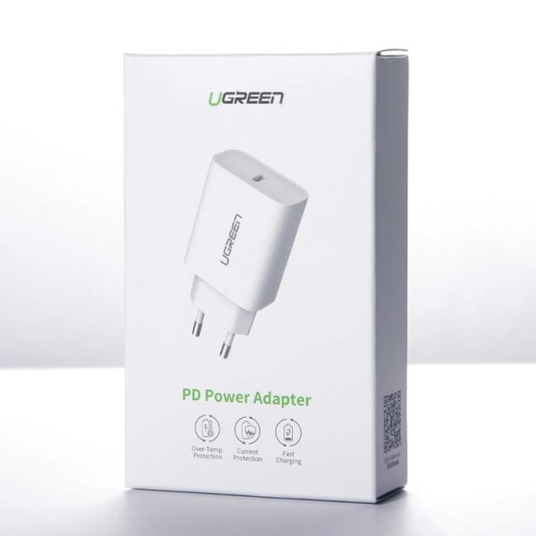 Ugreen Power Seinälaturi USB-C 20W 3A - Valkoinen