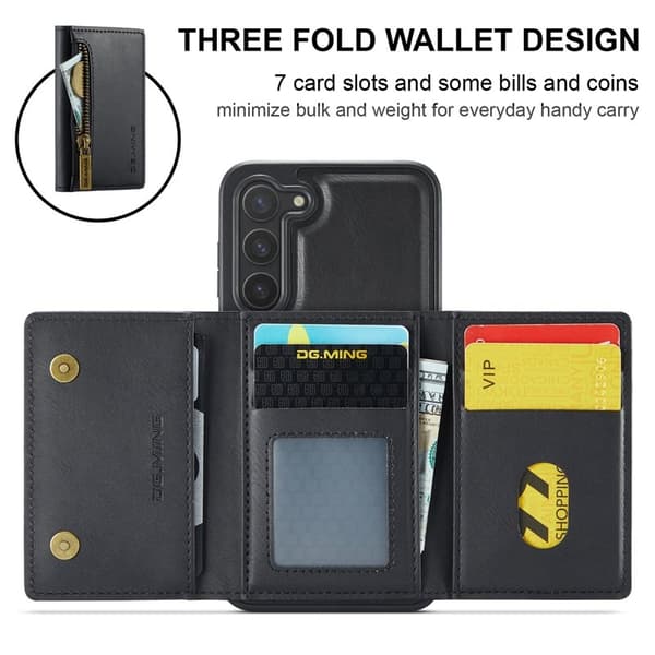 DG.MING Samsung Galaxy S23 Konstläder Plånboksfodral Svart