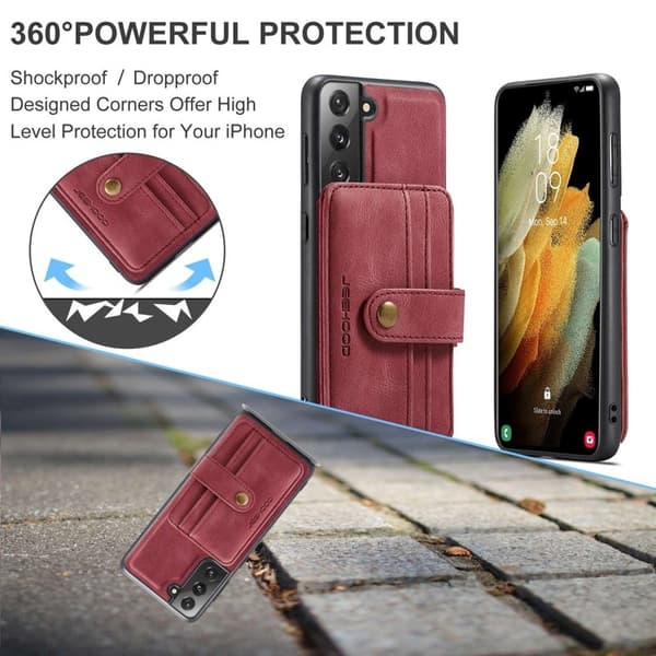JEEHOOD Detachable Walletskal för Samsung Galaxy S20 Plus Röd