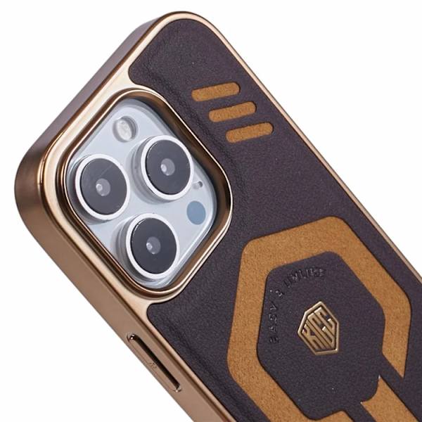 KIGC Mobilskal till iPhone 16 Pro Max Magsafe Läder - Titanguld Guld