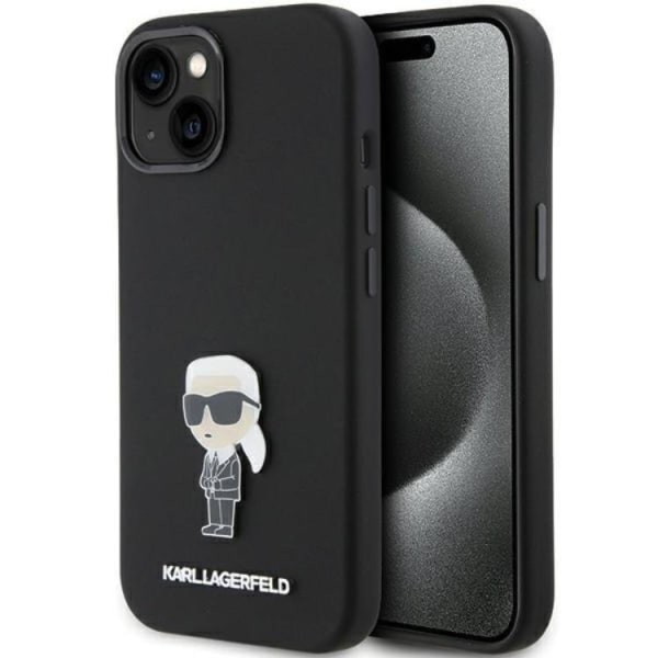 KARL LAGERFELD iPhone 15 -matkapuhelinsuojus ikoninen metallipinta