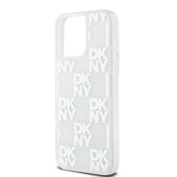 DKNY iPhone 15 Pro Max Mobilskal Liquid Glitter Multi Logo - Vit