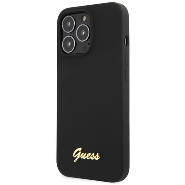 Guess iPhone 13 Pro Max Mobilskal Script Guld Logo - Sort Black