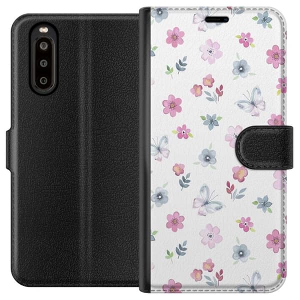 Sony Xperia 10 II Pung Taske med Blomster og Sommerfugle