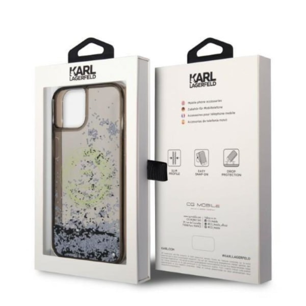 Karl Lagerfeld iPhone 14 Skal Liquid Glitter RSG - Sort