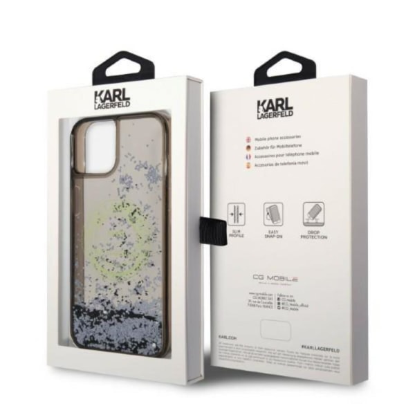 Karl Lagerfeld iPhone 14 Skal Liquid Glitter RSG - Svart