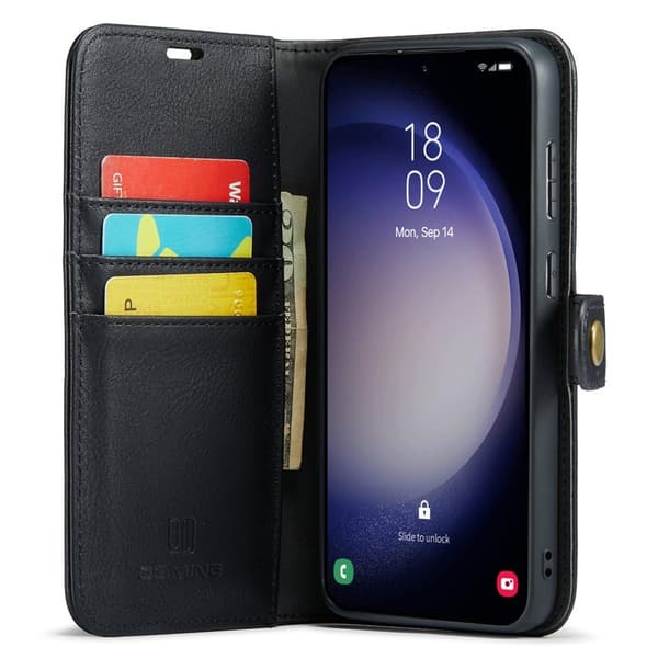 DG.MING Samsung Galaxy A35 5G Äkta Läder Plånboksfodral Svart