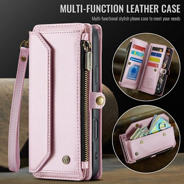 CASEME Plånboksfodral Konstläder för iPhone 17 Pro Max - Rosa