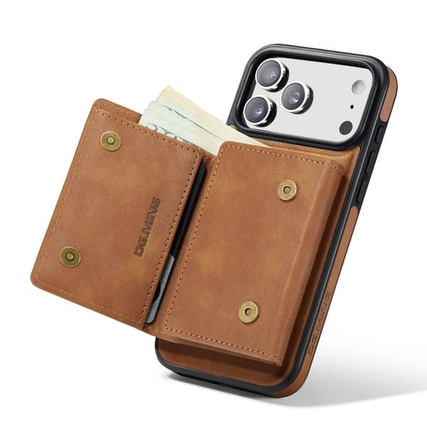 DG.MING M6 Series Mobilskal till iPhone 17 Pro Magnetiskt Plånboksfodral Brun