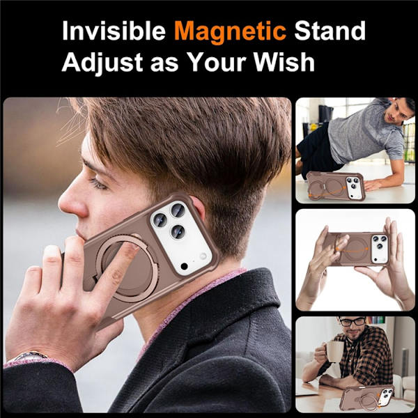 Mobilskal till iPhone 17 Pro MagSafe Kickstand Shockproof - Guld Guld