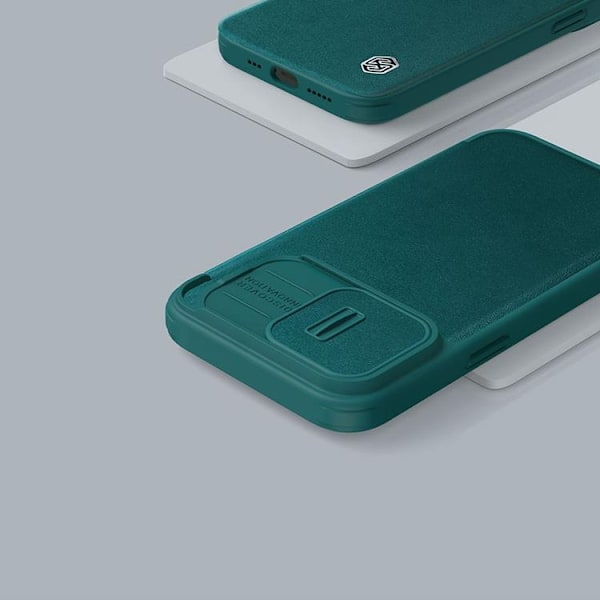 Nillkin iPhone 14 Plus Plånboksfodral QinPro Läder Plain - Exuberant Grön Grön