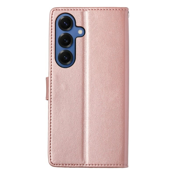 Samsung Galaxy S26 Plus Plånboksfodral Konstläder Blomtryck - Roséguld