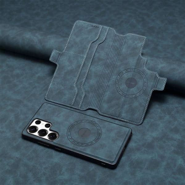 DENIOR B06 Samsung Galaxy S25 Ultra Plånboksfodral Konstläder + TPU Blå