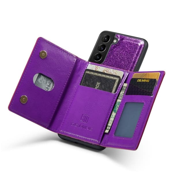 DG.MING M3 Series Konstläder Plånboksfodral för Samsung Galaxy S22+ 5G Lila