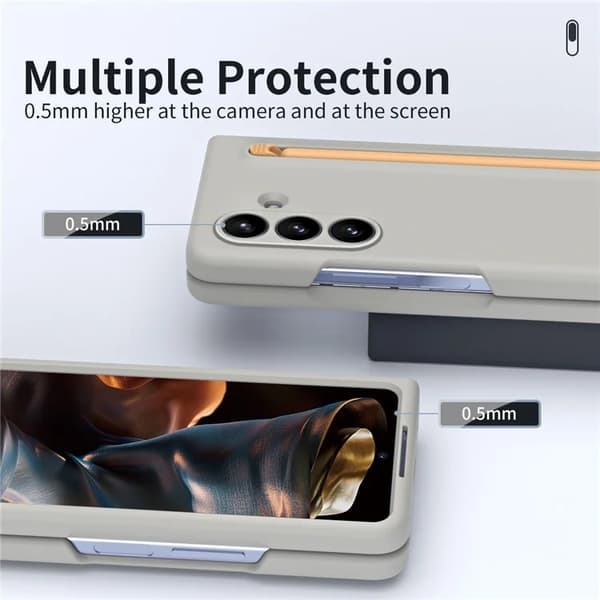 Mobilskal till Galaxy Z Fold 7 5G Med Stylus Hård PC - Ljusgrå Grå