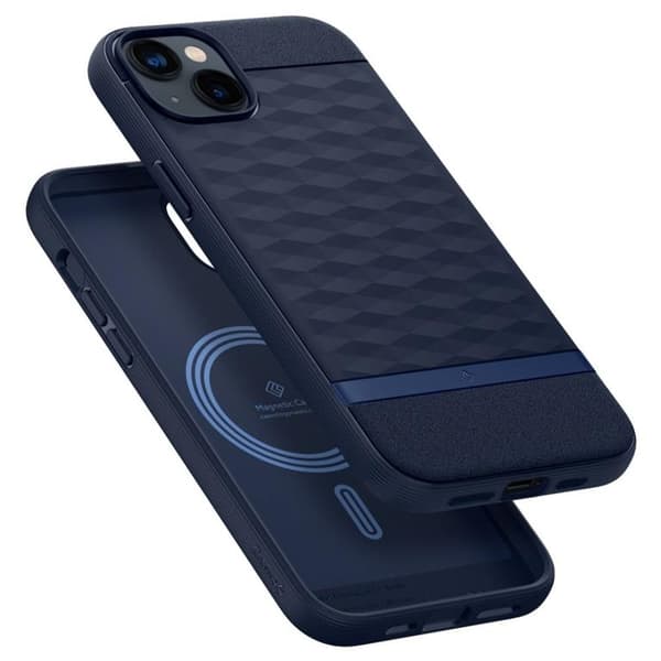 Spigen iPhone 14 Plus Magsafe -kuori Caseology Parallax - Midnight Blå