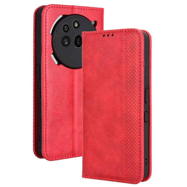 Nothing Phone (3a) Pro Plånboksfodral Retro Kickstand - Röd Röd