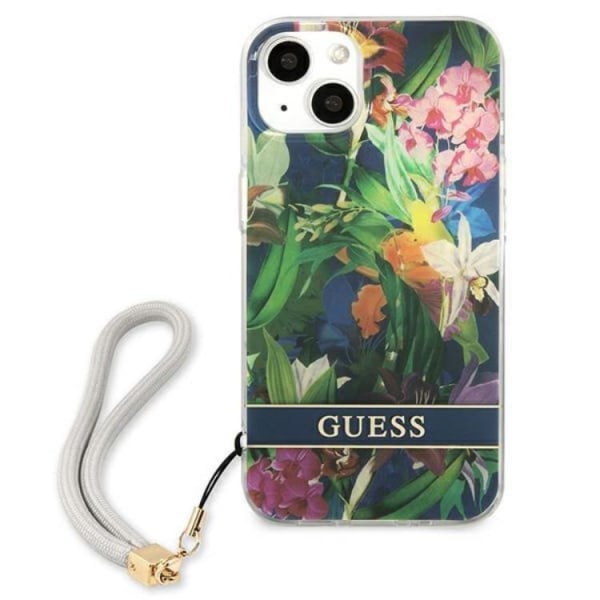 Guess iPhone 13 mini Skal Flower Strap - Blå