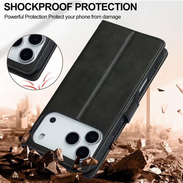 LC.IMEEKE iPhone 17 Pro Plånboksfodral Konstläder - Svart