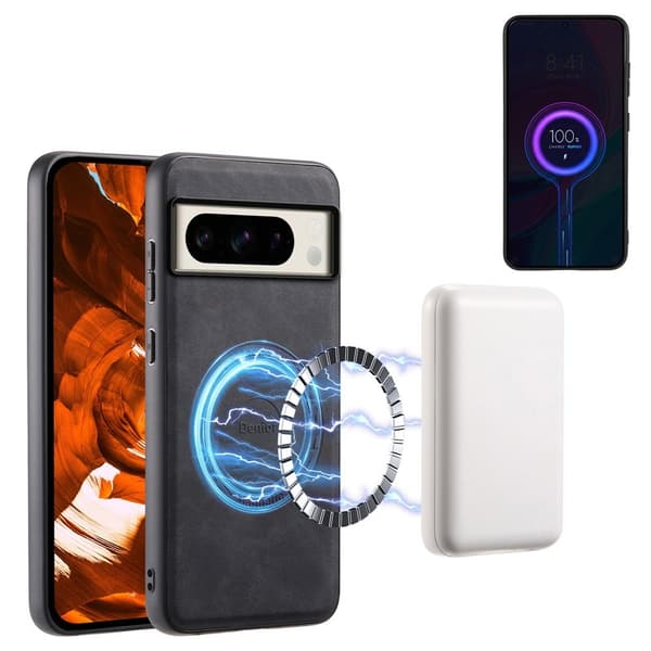 DENIOR D14 Google Pixel 8 Pro Magnetfodral Kortväska PC+TPU Svart