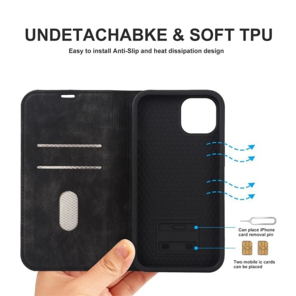 iPhone 14 Plånboksfodral Magsafe RFID - Svart