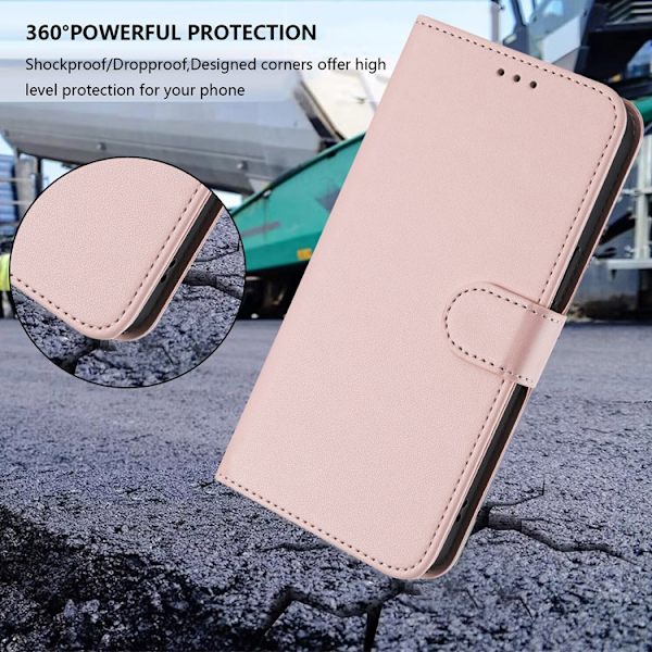 iPhone 16 Plånboksfodral Läder med Handledsrem - Rosa Rosa