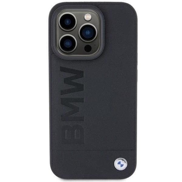 BMW iPhone 15 Pro Mobilskal Läder Hot Stamp - Svart Svart