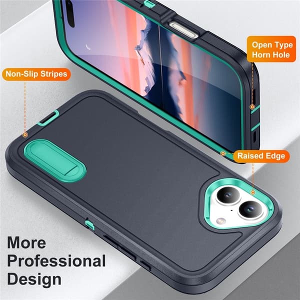 Mobilskal till iPhone 17 Kickstand Silikon - Mörkblå/ljusgrön Blå