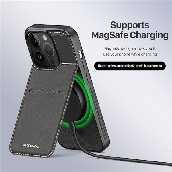 Dux Ducis iPhone 14 Pro Max Mobilskal Magsafe Korthållare Rafi Svart