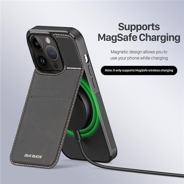 Dux Ducis iPhone 14 Pro Max -puhelinkotelo Magsafe korttitasku Rafi Black
