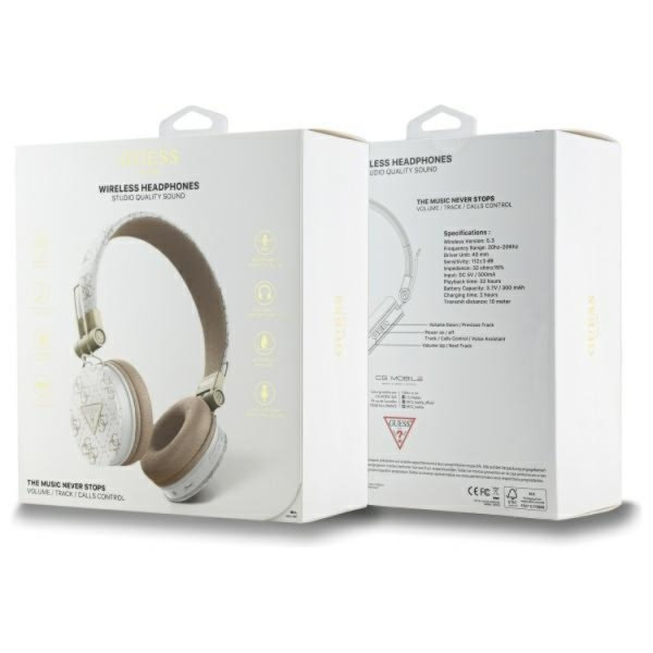 Guess Bluetooth On-Ear ENC Hörlurar 4G Triangle Round Shape Vit