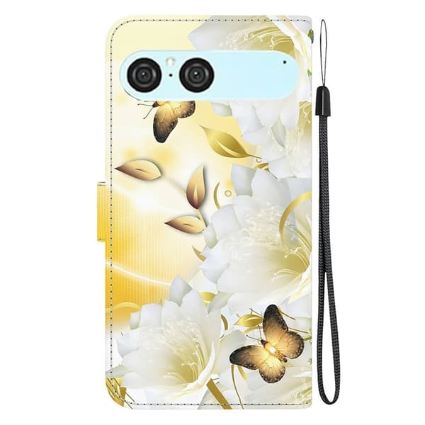 Sony Xperia 10 VII Konstläder Plånboksfodral Pattern Printing - Guld Flower Guld