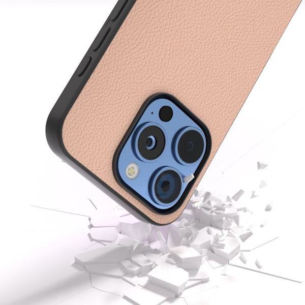 ABEEL Mobilskal till iPhone 16 Pro Max Äkta Läder + PC + TPU - Rosa