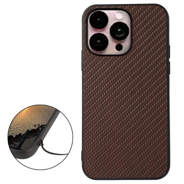 iPhone 14 Pro Skal Carbon Fiber - Brun Brun