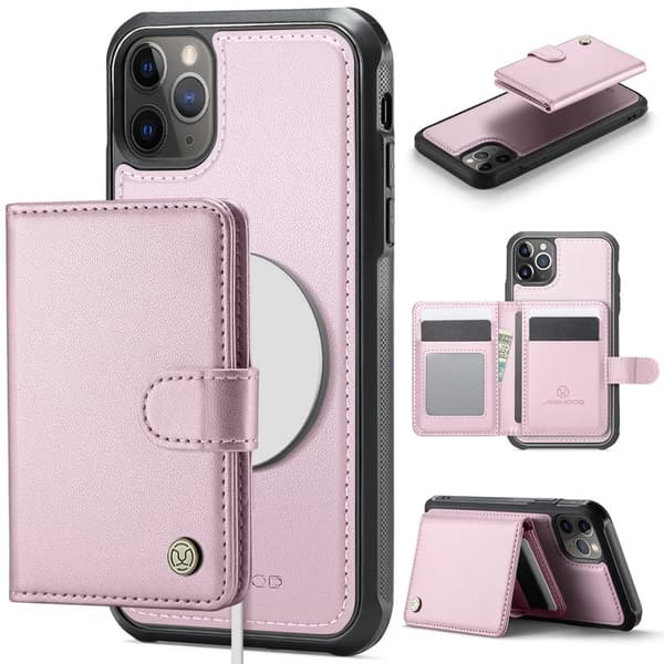 JEEHOOD J09 Mobilskal till iPhone 11 Pro Max RFID Läder MagSafe - Rosa