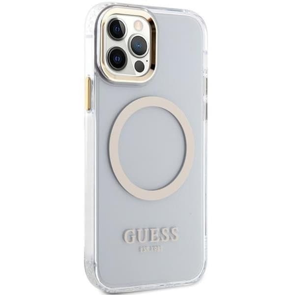 Guess iPhone 12 Pro/12 Mobilskal Magsafe Metall Outline - Kulta Guld