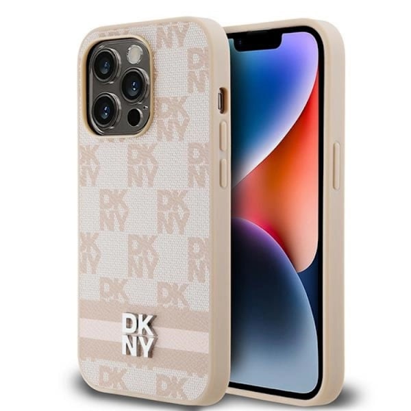 DKNY iPhone 14 Pro Mobilskal Läder Checkered Mono Pattern