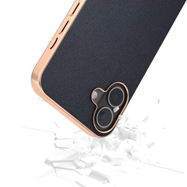 ABEEL Mobilskal till iPhone 16 Plus Electropläterad Äkta Läder Blå