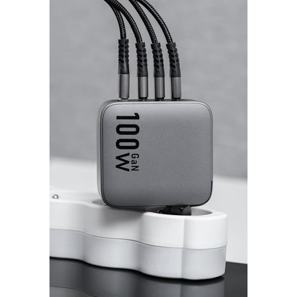 Forcell F-Energy GaN Väggladdare 100W 3xUSB-C 1xUSB-A - Grå Grå