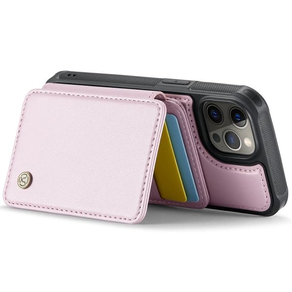 JEEHOOD J05 Mobilskal till iPhone 12 Pro Max Läder med Kortfack - Rosa