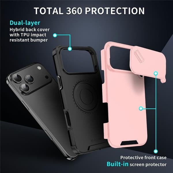 Mobilskal till iPhone 17 Pro Max Slide Kamera - Rosa Rosa