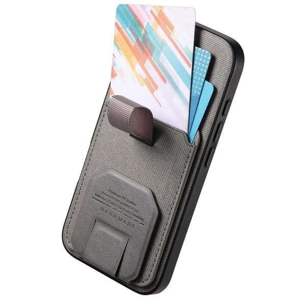 Mobilskal för Samsung Galaxy S26 TPU + Konstläder Kickstand - Grå