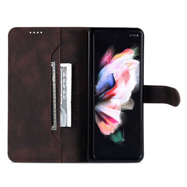 AZNS Samsung Galaxy Z Fold6 Plånboksfodral Konstläder - Brun
