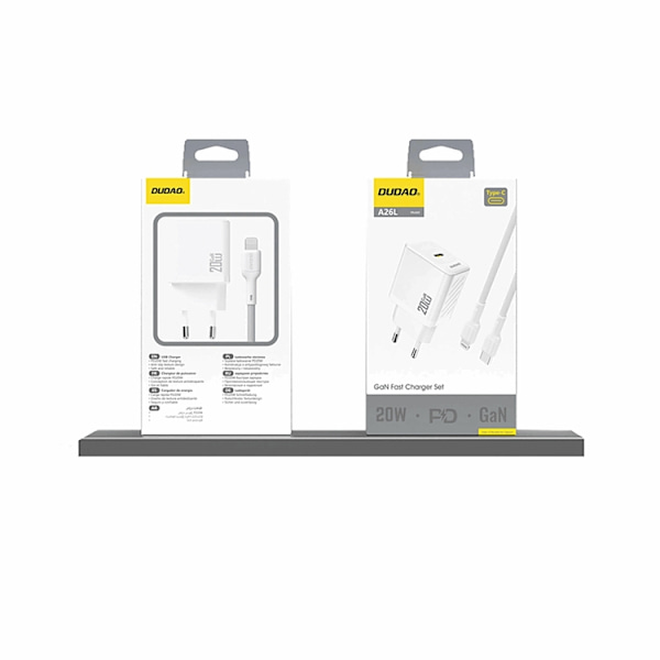 Dudao Snabbladdare 20W A26 PD GaN USB-C - Vit Vit