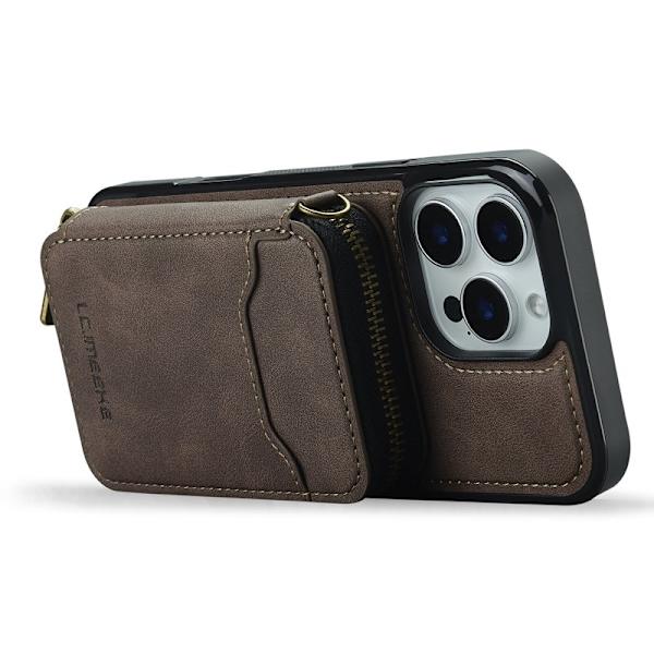LC.IMEEKE L6 iPhone 15 Pro Max Plånboksfodral Konstläder - Brun