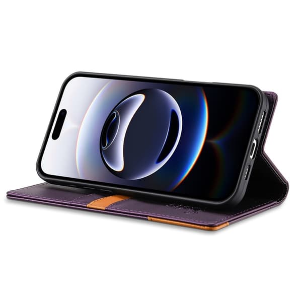N.BEKUS iPhone 17 Pro Konstläder Plånboksfodral RFID-Skydd P3 - Lila Lila