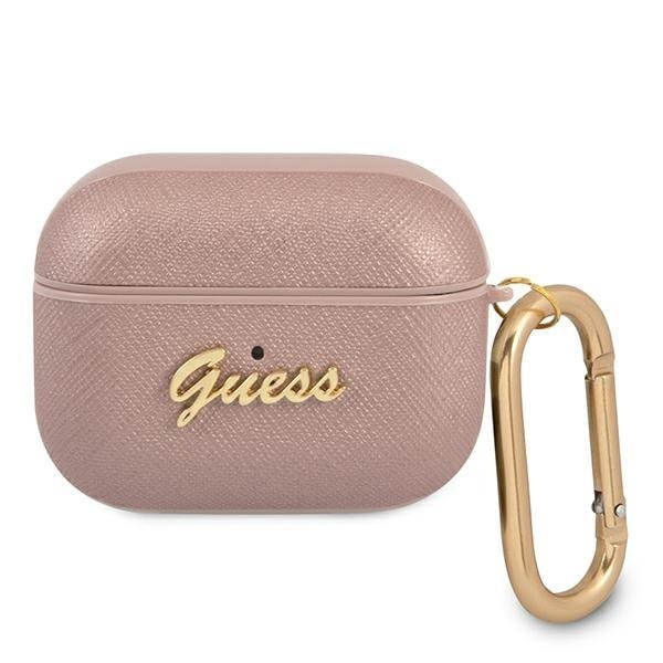 Guess Saffiano Script Metal Collection Skal AirPods Pro - Rosa Rosa