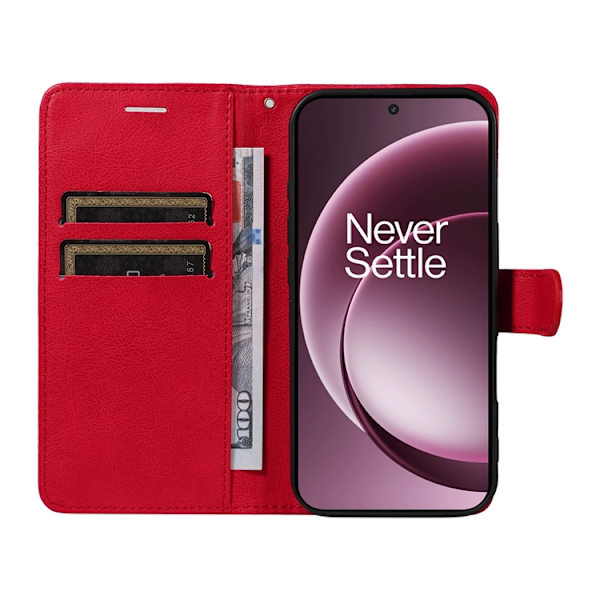 OnePlus 15 5G Plånboksfodral Solid Färg Konstläder Röd