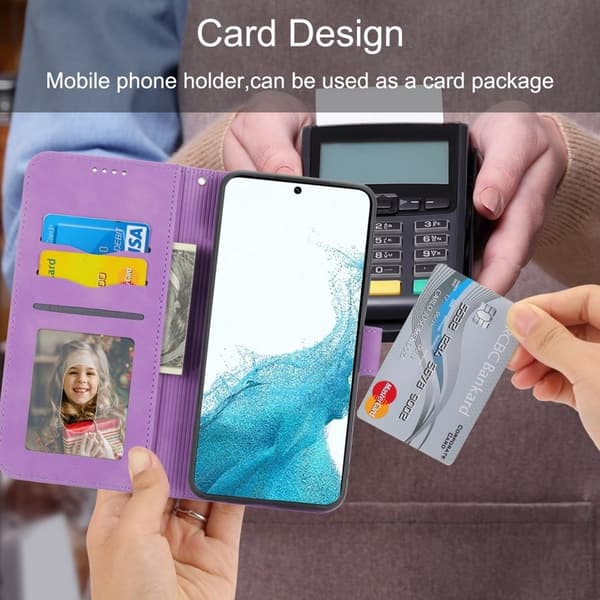 DIERFENG DF-03 Plånboksfodral för Samsung Galaxy S22 5G - Konstläder - Lila