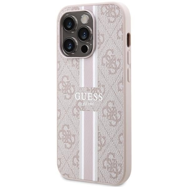 Guess iPhone 15 Pro Mobilskal Magsafe 4G Printed Stripes - Rosa